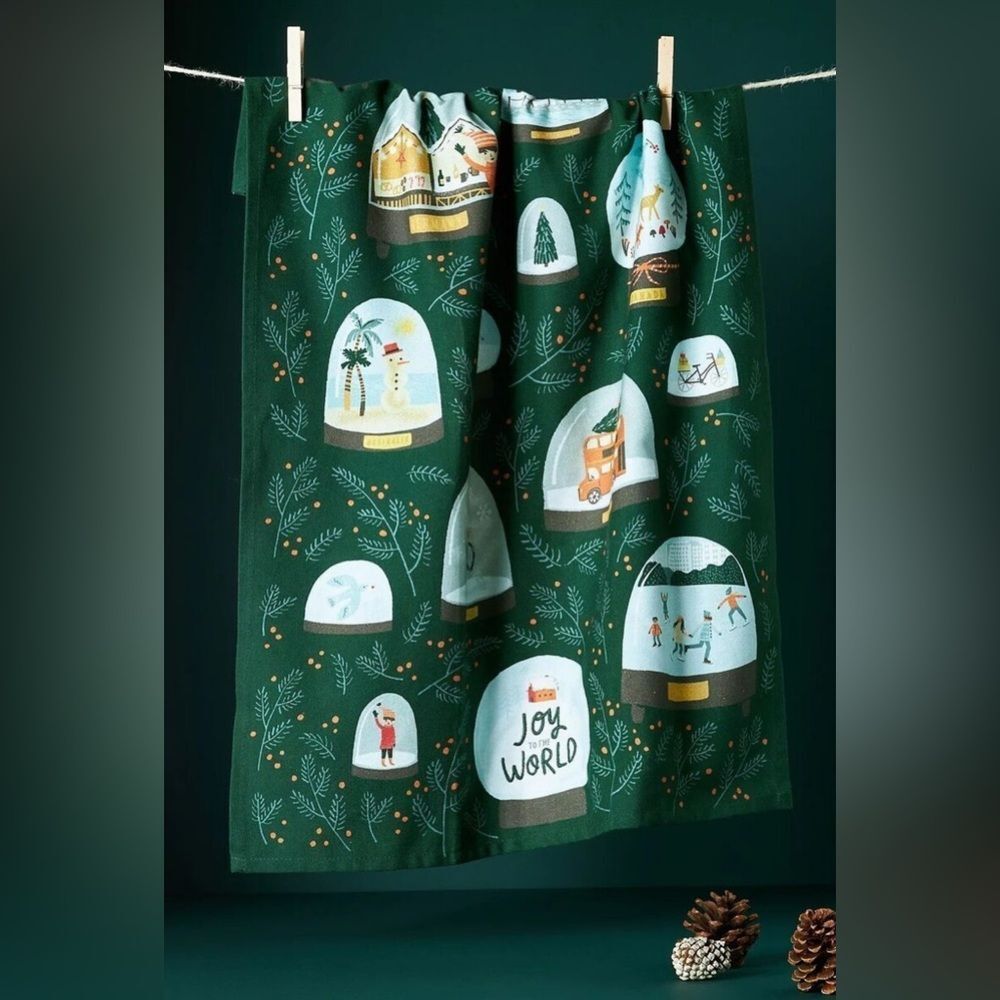 Anthropologie NWT “Joy to the World” Embroidered Kitchen Towel